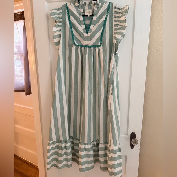 Umgee Striped Ruffle Dress 💚 - Picture 1 of 3